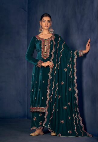 MUMTAZ ARTS FITOOR PURE VELVET EMBROIDERY SUITS WHOLESALER