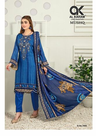 AL KARAM MUSHQ VOL 3 PURE CAMBRIC PRINTED KARACHI SUITS WHOLESALE