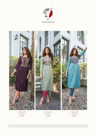 ANJU FABRICS CRAZY VOL 5 VISCOSE RAYON KURTIS COLLECTION 2023