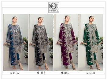 MUSHQ M 143 FOUX GEORGETTE PAKISTANI SUITS CATALOGUE