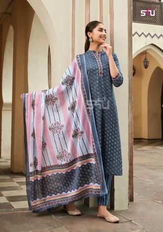 S4U RABTA COTTON KURTI PANT WITH DUPATTA NEW COLLECTION 2022