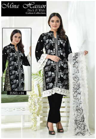 MINA HASSAN BLACK & WHITE COTTON COLLECTION 2022