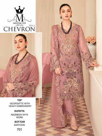 MEHTAB TEX CHEVRON VOL 1 GEORGETTE PAKISTANI SUITS CATALOGUE