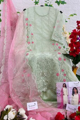 SERENE S 128 ORGANZA EMBROIDERY PAKISTANI SUITS CATALOGUE