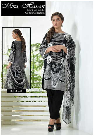 MINA HASSAN BLACK & WHITE COTTON COLLECTION 2022