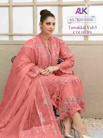 AL KHUSHBU TAWAKKAL VOL 5 BUTTERFLY NET EMBROIDERY PAKISTANI SUITS