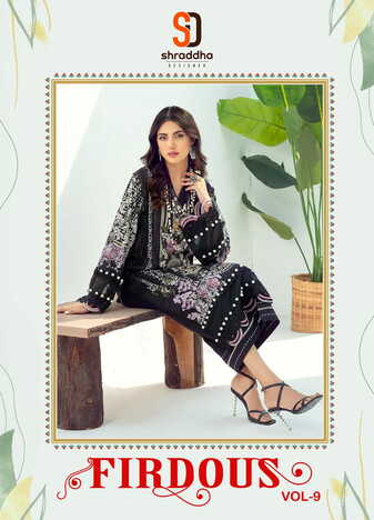 SHRADDHA DESIGNER FIRDOUS VOL 9 LAWN COTTON PRINT PAKISTANI SUITS SURAT