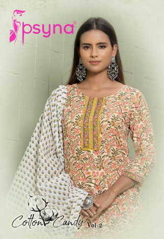 PSYNA COTTON CANDY VOL 2 COTTON PRINTED READYMADE SALWAR SUITS AT SURAT