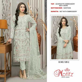 MOTIFZ 129 SERIES GEORGETTE EMBROIDERY PAKISTANI SUITS SURAT