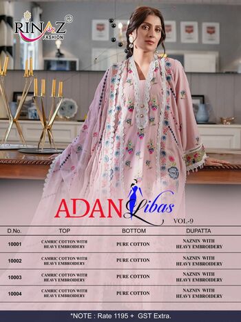 RINAZ FASHION ADAN LIBAS VOL 9 PAKISTANI SUITS WHOLESALER SURAT