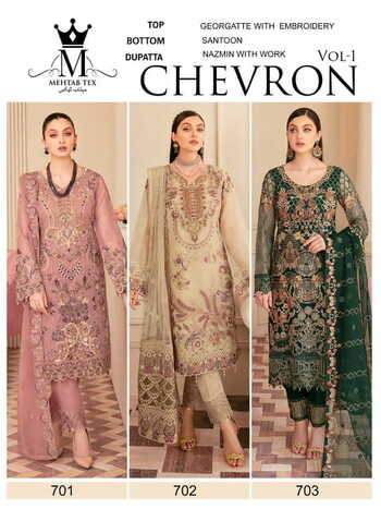 MEHTAB TEX CHEVRON VOL 1 GEORGETTE PAKISTANI SUITS CATALOGUE