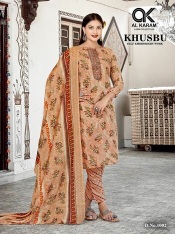 AL KARAM KHUSBU SELF EMBROIDERY LAWN KARACHI SUITS BEST PRICE