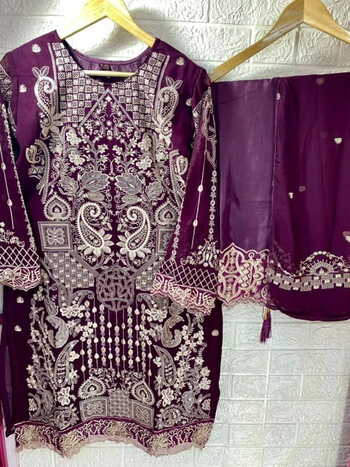 MUSHQ M 143 FOUX GEORGETTE PAKISTANI SUITS CATALOGUE