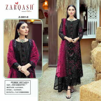 ZARQASH Z 3001 FOUX GEORGETTE TOP PANT WITH DUPATTA NEW CATALOGUE