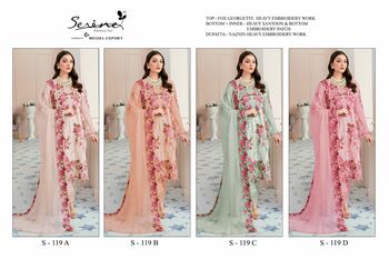 SERENE S 119 FOUX GEORGETTE EMBROIDERY PAKISTANI SUITS CATALOGUE