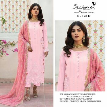 SERENE S 128 ORGANZA EMBROIDERY PAKISTANI SUITS CATALOGUE