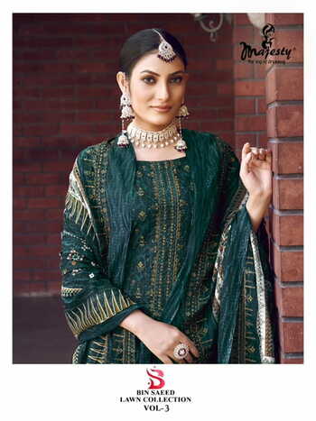 MAJESTY BIN SAEED LAWN COLLECTION VOL 3 EMBROIDERY PAKISTANI SUITS