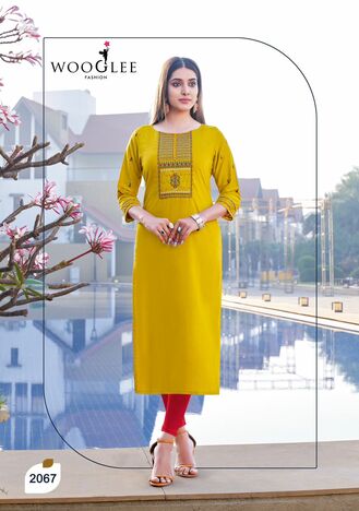 WOOGLEE BARBELLA VOL 10 RAYON HANDWORK KURTIS BY MITTOO