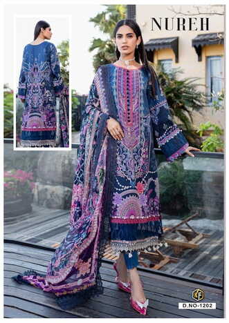 KEVAL FAB NUREH VOL 12 COTTON PRINT EXCLUSIVE KARACHI SUITS SURAT