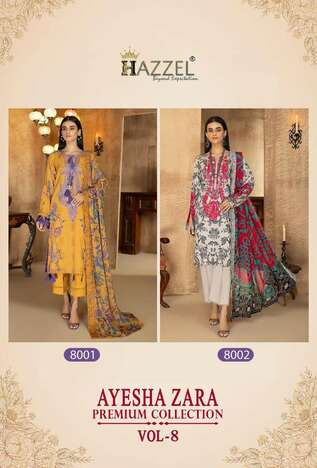 HAZZEL AYESHA ZARA PREMIUM COLLECTION VOL 8 PAKISTANI SUITS SURAT