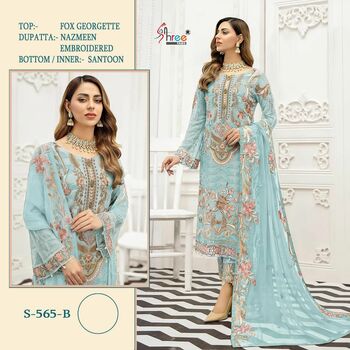 SHREE FABS S 565 FOUX GEORGETTE PAKISTANI SUITS CATALOGUE