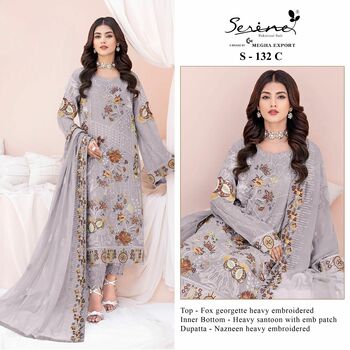 SERENE S 132 FOUX GEORGETTE EMBROIDERY PAKISTANI SUITS CATALOGUE