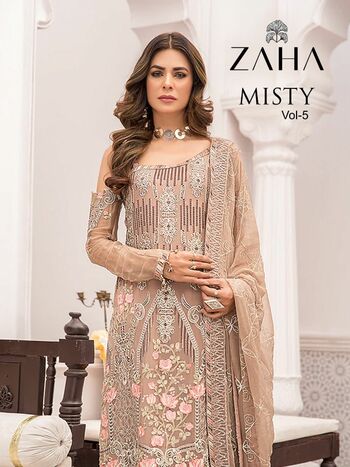 ZAHA MISTY VOL 5 GEORGETTE EMBROIDERY PAKISTANI SUITS CATALOGUE