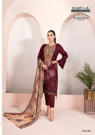 MARIYA B AL HANIYA CAMBRIC LAWN PAKISTANI KARACHI SUITS WHOLESALE