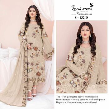 SERENE S 132 FOUX GEORGETTE EMBROIDERY PAKISTANI SUITS CATALOGUE