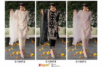 FEPIC ROSEMEEN C 1347 ORGANZA EMBROIDERY PAKISTANI SUITS WHOLESALER SURAT