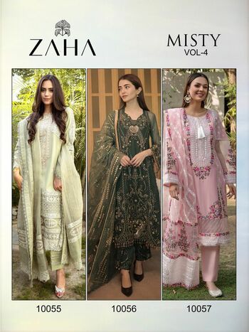 ZAHA MISTY VOL 4 GEORGETTE EMBROIDERY PAKISTANI SUITS CATALOGUE