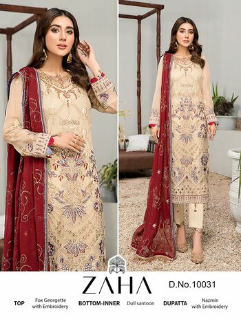 ZAHA MISTY VOL 5 GEORGETTE EMBROIDERY PAKISTANI SUITS CATALOGUE