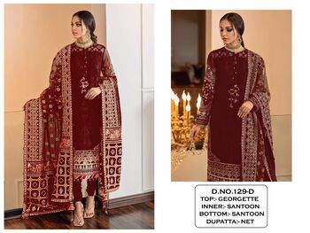 KALEESHA FASHION 129 SERIES GEORGETTE PAKISTANI SALWAR SUITS CATALOGUE