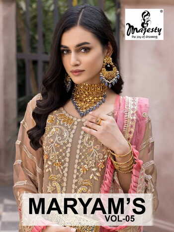 MAJESTY MARYAMS VOL 5 FOUX GEORGETTE EMBROIDERY PAKISTANI SUITS