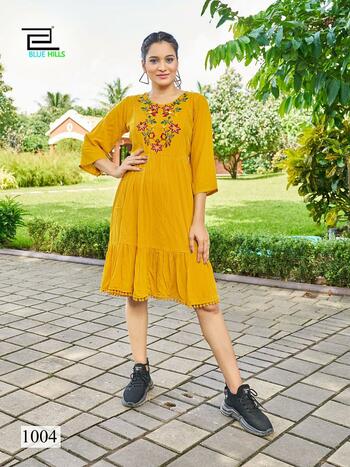 BLUE HILLS KIARA SHORT RAYON KURTIS CATALOGUE DISTRIBUTOR IN SURAT