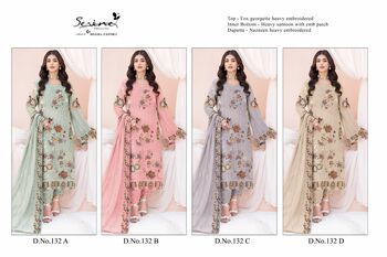 SERENE S 132 FOUX GEORGETTE EMBROIDERY PAKISTANI SUITS CATALOGUE