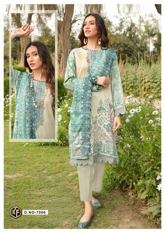 KEVAL FAB KAINAT VOL 7 LAWN COTTON PRINT KARACHI SUITS SUPPLIER SURAT