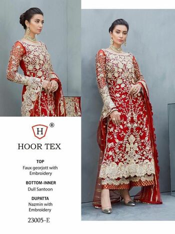 HOOR TEX  D.NO 23005 FOUX GEORGETTE PAKISTANI SUITS LATEST CATALOGUE