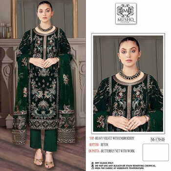 MUSHQ M 170 VELVET EMBROIDERY PAKISTANI WINTER SUITS CATALOGUE