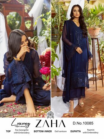 ZAHA NAUSHAD IMDAD GEORGETTE EMBROIDERY PAKISTANI SUITS