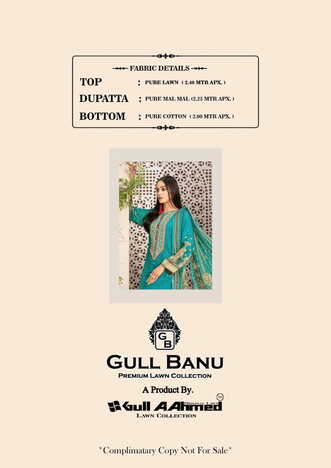 GULL AAHMED GULL BANU VOL 4 PURE LAWN KARACHI SUITS WHOLESALE