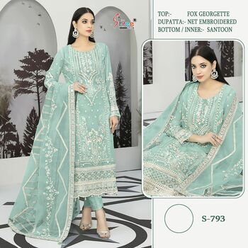 SHREE FABS S 793 FOUX GEORGETTE PAKISTANI SUITS WHOLESALER SURAT