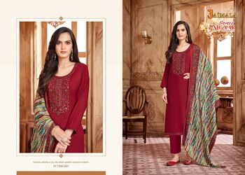 JAIMALA NIGAAR EDITION 15 RAYON SLUB EMBROIDERY SUITS BY ALOK SUITS