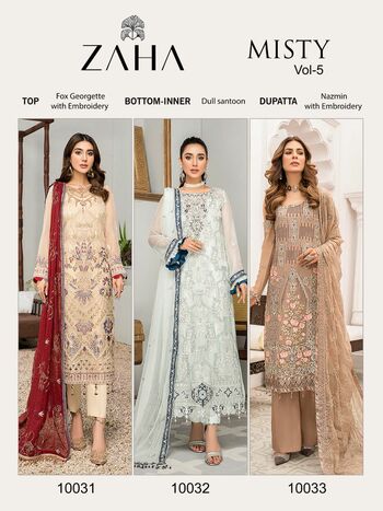 ZAHA MISTY VOL 5 GEORGETTE EMBROIDERY PAKISTANI SUITS CATALOGUE