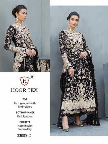 HOOR TEX  D.NO 23005 FOUX GEORGETTE PAKISTANI SUITS LATEST CATALOGUE