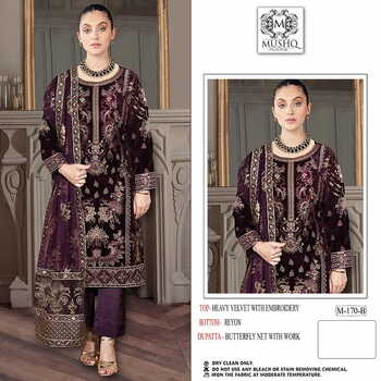 MUSHQ M 170 VELVET EMBROIDERY PAKISTANI WINTER SUITS CATALOGUE