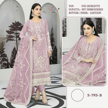 SHREE FABS S 793 FOUX GEORGETTE PAKISTANI SUITS WHOLESALER SURAT