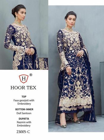 HOOR TEX  D.NO 23005 FOUX GEORGETTE PAKISTANI SUITS LATEST CATALOGUE