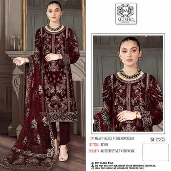 MUSHQ M 170 VELVET EMBROIDERY PAKISTANI WINTER SUITS CATALOGUE