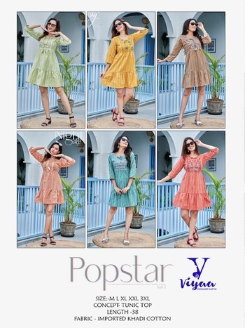 VIYAA DESIGNER POPSTAR VOL 3 READYMADE COTTON KURTI SUPPLIER IN SURAT